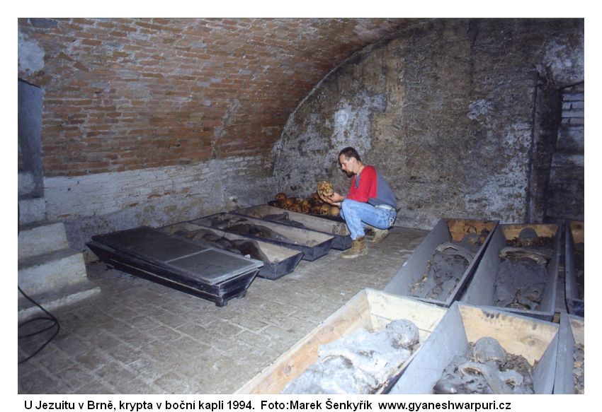 Jezuitský kostel v Brně - krypta pod boční kaplí. Foto: Marek Šenkyřík 1994.